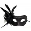Siyah Renk Metalize Sim Görünümlü Parlak Tüylü Parti Maskesi 22x19 Cm