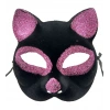 Siyah Renk Pembe Simli Süet Kaplama Kedi Maskesi 18x14 Cm