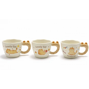 3D Kedi Kuyruk Detaylı Kupa Bardak