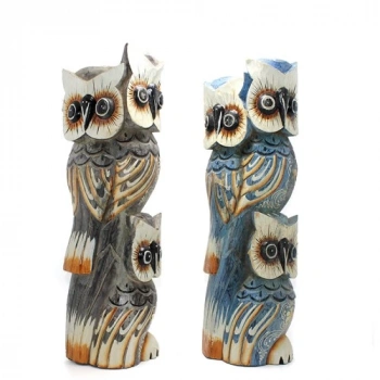 Ahşap 3lü Baykuş 50 Cm