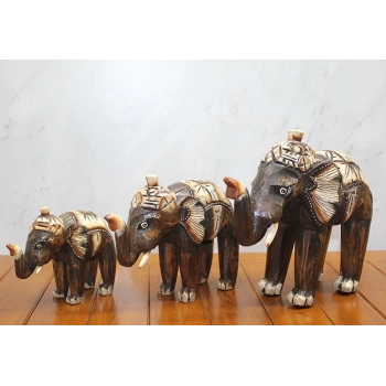 HEYF Ahşap 3lü Fil Seti Okas:12