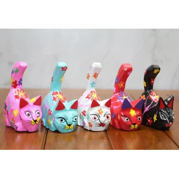 HEYF Ahşap 5li Kedi Seti Polos:11