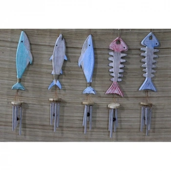 Ahşap Balıklı Metal Çan