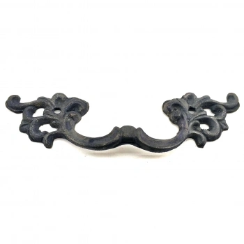 Antika Tarz Dekoratif Pirinç Çiçek Kapı Kulbu - 44x148 Mm, Oksit