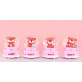 Ayıcıklı Işıklı Kar Küresi 7 Cm Alk3102