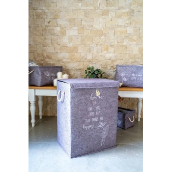 Çamaşır Sepeti - Eşya Saklama Kutusu Keçe - Mega Boy