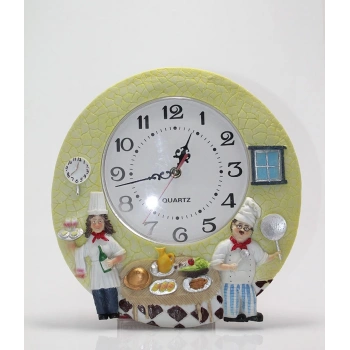 HEYF Duvara Asmalı Aşcı Tasarımlı Polyester Saat Alk1543