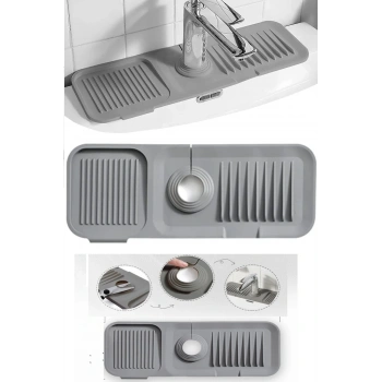 Elastik Mutfak Banyo Musluk Matı Düzenleyici Kaydırmaz Taban Organizer Lavabo Kenar Matı