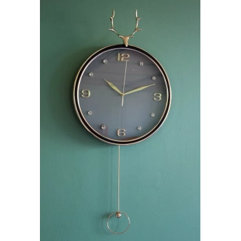 Geyikli Sarkaçlı Duvar Saati Alk1582
