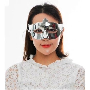 HEYF Gümüş Renk Kostüm Partisi Ekstra Parlak Balo Maskesi 15x10 Cm