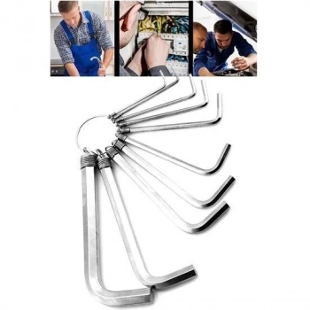 heyf 10 Parça Çelik Alyan Seti Kısa Düz Köşe Alyan Anahtar Takımı