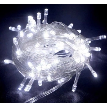 HEYF 10m 100 Led Boncuk Lamba Beyaz Işık Şeffaf Kablo Mz-18-11