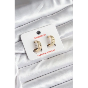 HEYF 14K Gold Renk Kaplama Lazer Halka CM Kadın Küpe