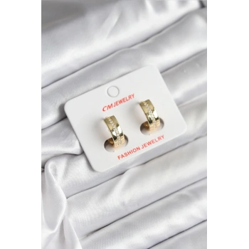 HEYF 14K Gold Renk Kaplama Zirkon Taşlı Halka Model CM Kadın Küpe