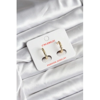 HEYF 14K Gold Renk Kaplama Zirkon Taşlı Halka Model CM Kadın Küpe