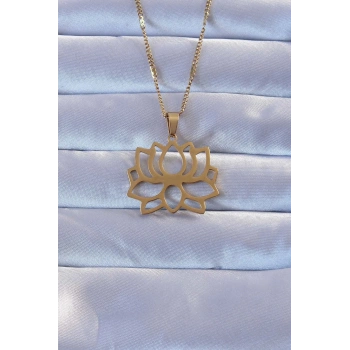 HEYF 316L Altın Renk Lotus Kolye