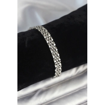 HEYF 316L Çelik 7 mm Kalınlıkta Gümüş Renkli Erkek Bileklik