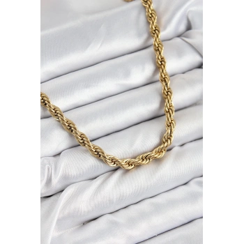 HEYF 316L Çelik Burgu Model Gold Renk Kadın Kolye