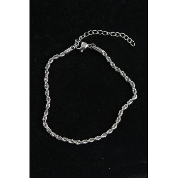 HEYF 316L Çelik Burgu Model Gümüş Renk Erkek Bileklik