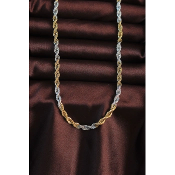 HEYF 316L Çelik Çift Renk Burgu Tasarımlı Kolye