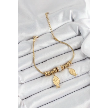 HEYF 316L Çelik Gold Renk Balık Model Kadın Bileklik