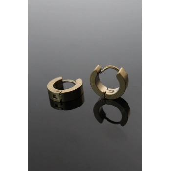 HEYF 316L Çelik Gold Renk Halka Model Çift Küpe