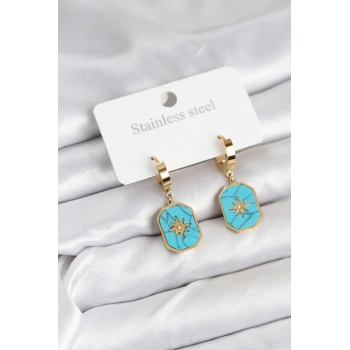 HEYF 316L Çelik Gold Renk Kutup Yıldızı Model Kadın Küpe