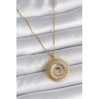 HEYF 316L Çelik Gold Renk Zincir Zirkon Taşlı Nova Yıldız Model Kadın Kolye