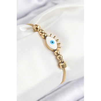 HEYF 316L Çelik Göz Charm Model Gold Renk Kadın Bileklik