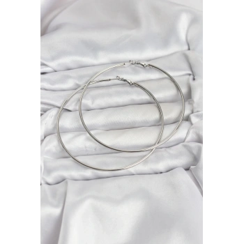 HEYF 316L Çelik Gümüş Renk 75 mm Halka Küpe