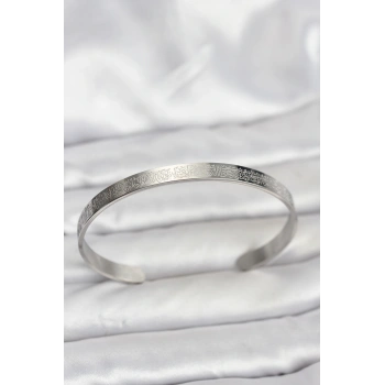 HEYF 316L Çelik Gümüş Renk Ayetel Kürsi Yazılı Bileklik