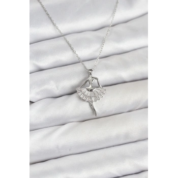 HEYF 316L Çelik Gümüş Renk Balerin Model Kadın Kolye