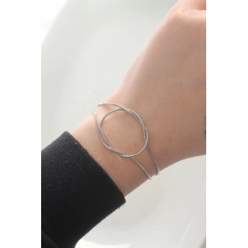 HEYF 316L Çelik Gümüş Renk Düğüm Model Bileklik