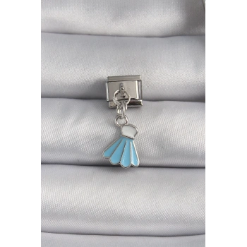 HEYF 316L Çelik Gümüş Renk Mavi Renk Sallantı Elbise Model Nomination Charm