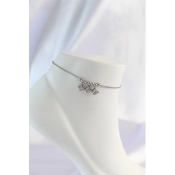 HEYF 316L Çelik Gümüş Renk Minimal Kelebek Tasarımlı Halhal