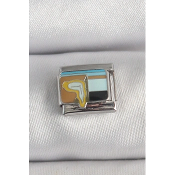 HEYF 316L Çelik Gümüş Renk Renkli Portre Model Nomination Charm