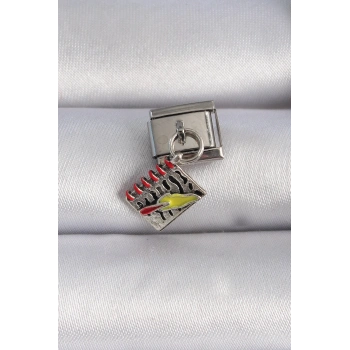 HEYF 316L Çelik Gümüş Renk Sallantı Defter Figür Nomination Charm