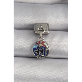 HEYF 316L Çelik Gümüş Renk Sallantı Dünya Model Nomination Charm