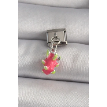 HEYF 316L Çelik Gümüş Renk Sallantı Ejder Meyvesi Model Nomination Charm