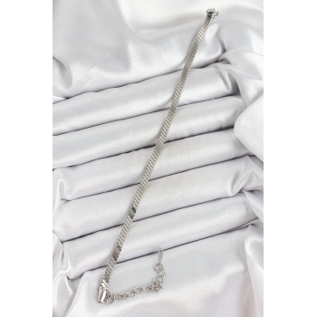 HEYF 316L Çelik Gümüş Renk Yassı Zincir Model Kadın Bileklik