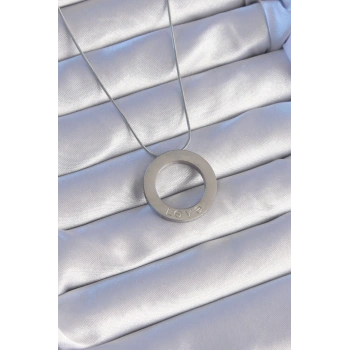 HEYF 316L Çelik Gümüş Renk Zirkon Taşlı Model Kolye