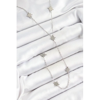 HEYF 316L Çelik Kutup Yıldızı Figürlü Y Model Gümüş Renk Kadın Kolye