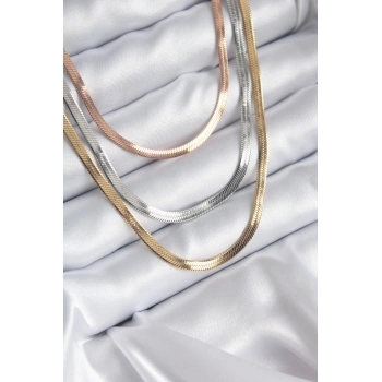 HEYF 316L Çelik Mix Renk İtalyan Zincir Model Kadın Kolye