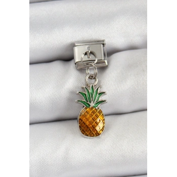 HEYF 316L Çelik Sallantılı Ananas Model Gümüş Renk Nomination Charm