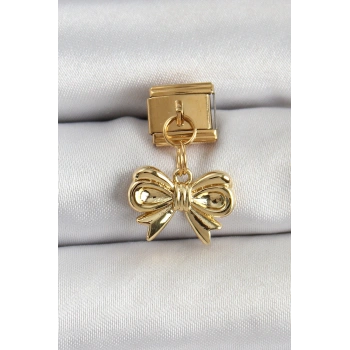 HEYF 316L Çelik Sallantılı Fiyonk Model Gold Renk Nomination Charm