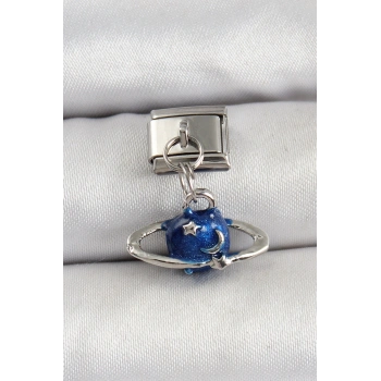 HEYF 316L Çelik Sallantılı Satürn Model Gümüş Renk Nomination Charm