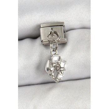 HEYF 316L Çelik Sallantılı Zirkon Taşlı Deniz Kabuğu Ve Yıldız Model Gümüş Renk Nomination Charm