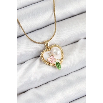 HEYF 316L Çelik Sanatsal Portre Model Gold Renk Kadın Kolye