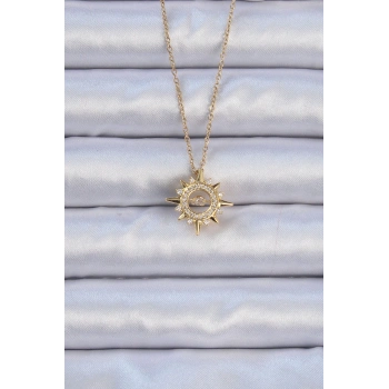 HEYF 316L Çelik Zincir Altın Renk Zirkon Taşlı Parlayan Yıldız Kolye