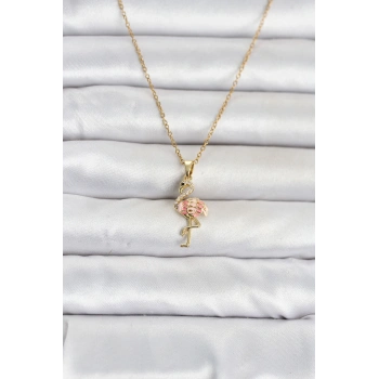 HEYF 316L Çelik Zincir Gold Renk Flamingo Model Kadın Kolye